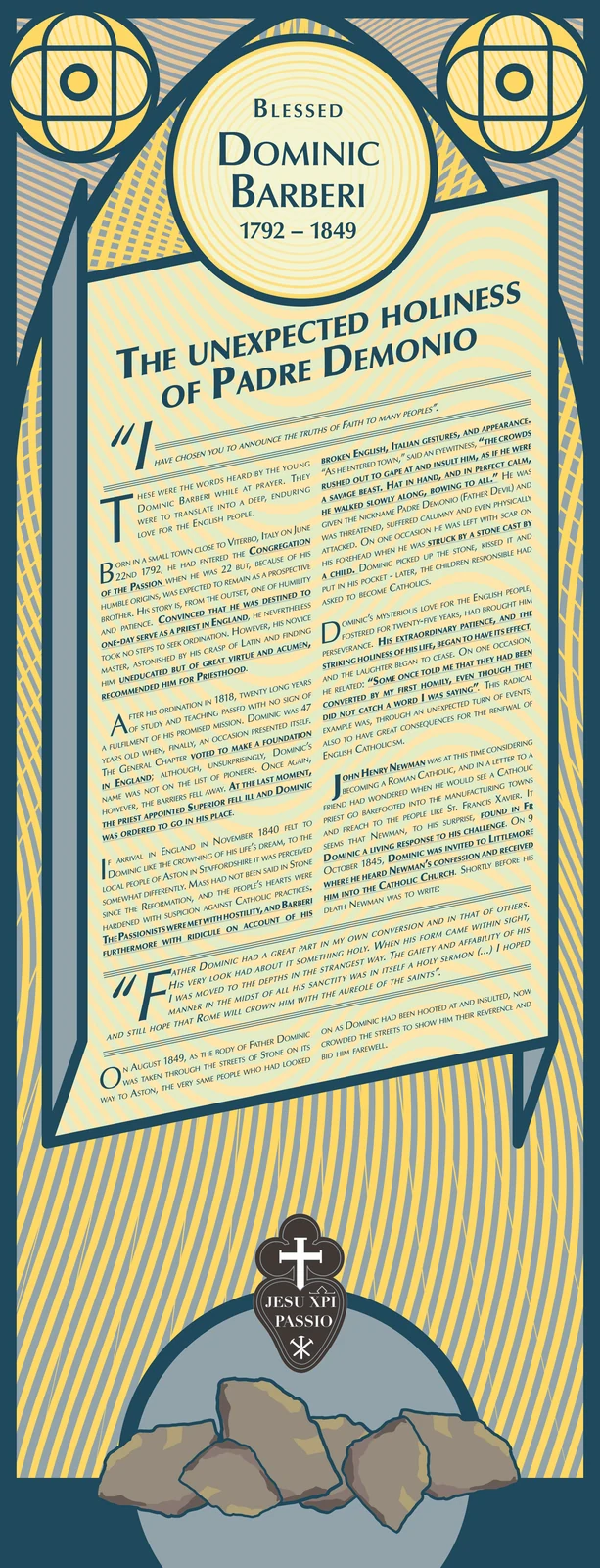 Illustrated exhibition text panel for Blessed Dominic Barberi