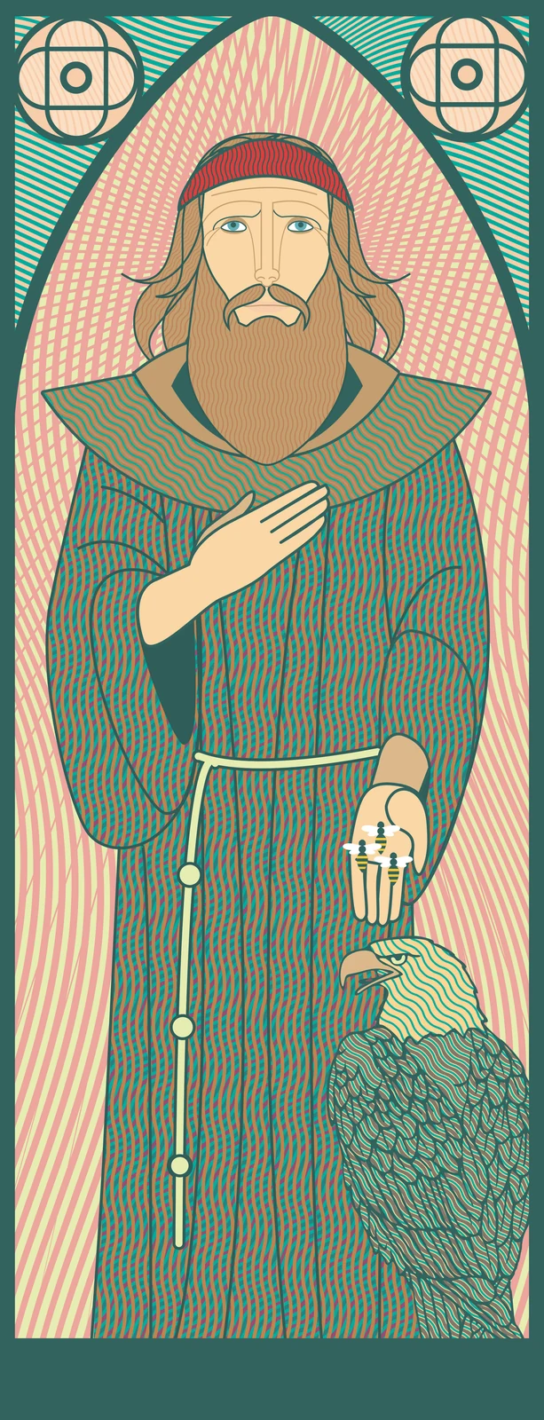 Illustrated portrait of John Bradburne